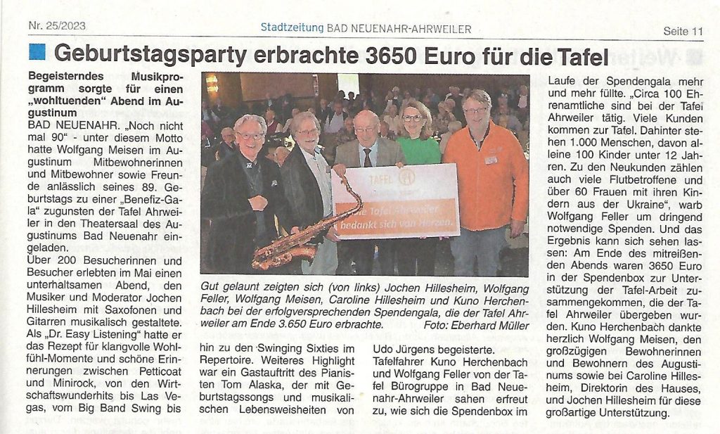Der Musiker Jochen Hillesheim in der Stadtzeitung BAD NEUENAHR-AHRWEILER.